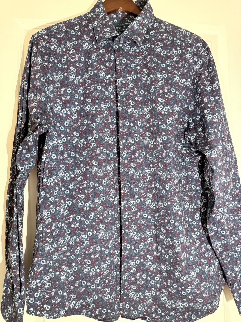 Perry Ellis Navy Floral Lightweight Shirt Jacket